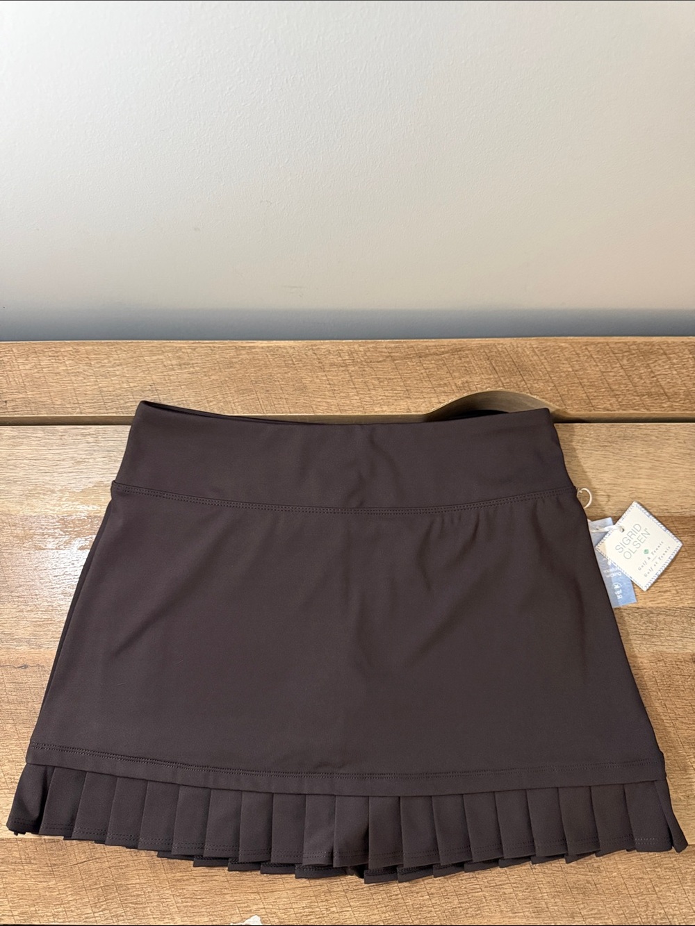 Sigrid Olsen Brown Mini Skirt with Pleated Hem, S/29” w, NWTs